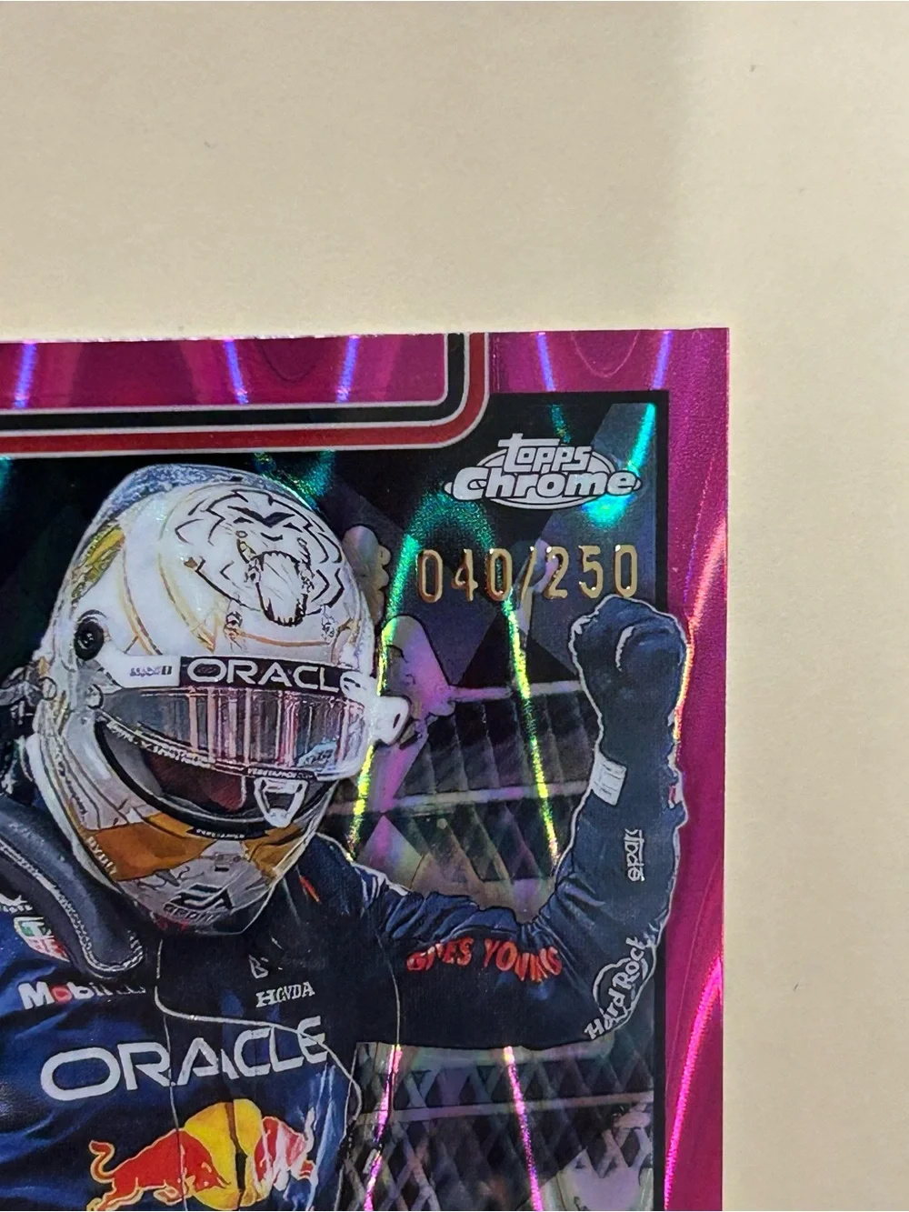 Topps Chrome Max Verstappen Pink Holographic Racing Card